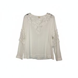 Pol Elegant White Lace Women's Top, Size Medium